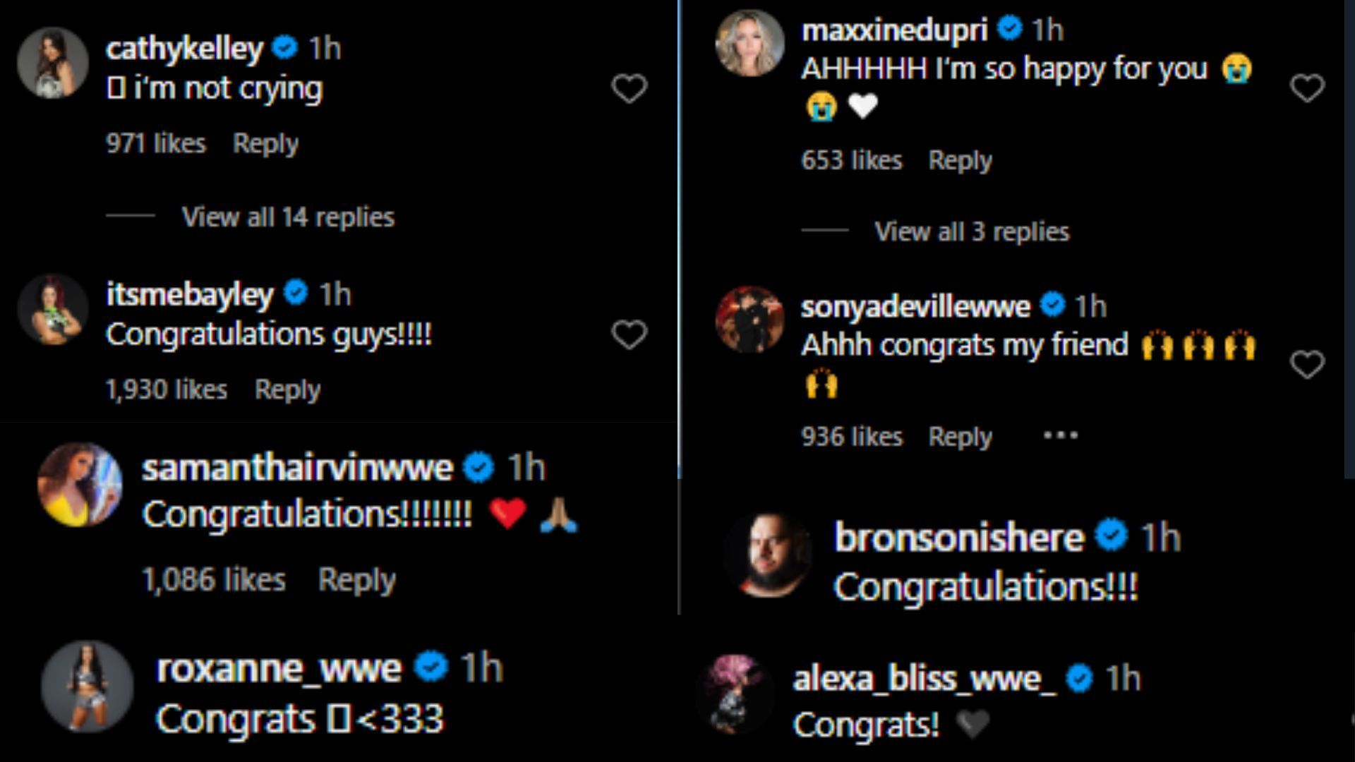 WWE Superstars shared their love for Rhea Ripley in the comments