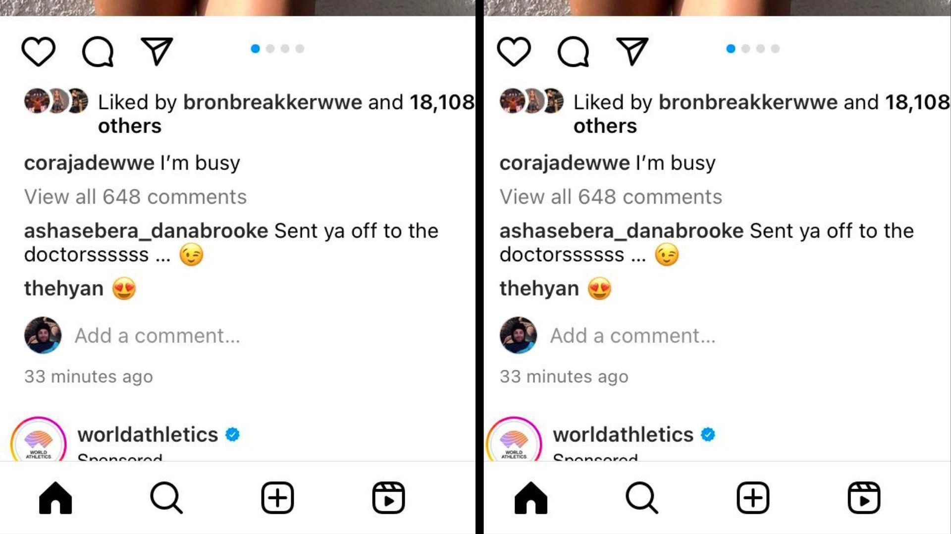 Dana Brooke sends a message to Cora Jade on Instagram.