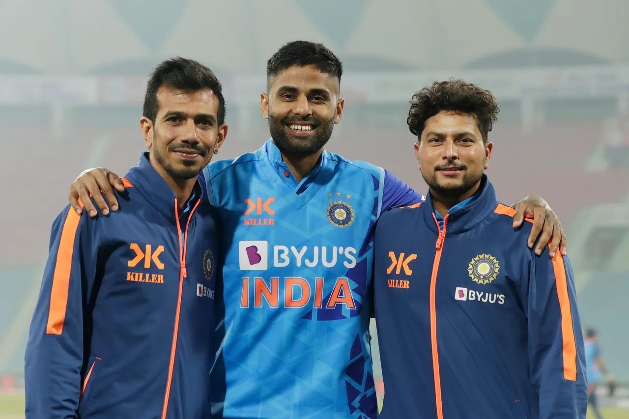 Yuzvendra Chahal (L) and Kuldeep Yadav (R) picked up three wickets between them in the first T20I.