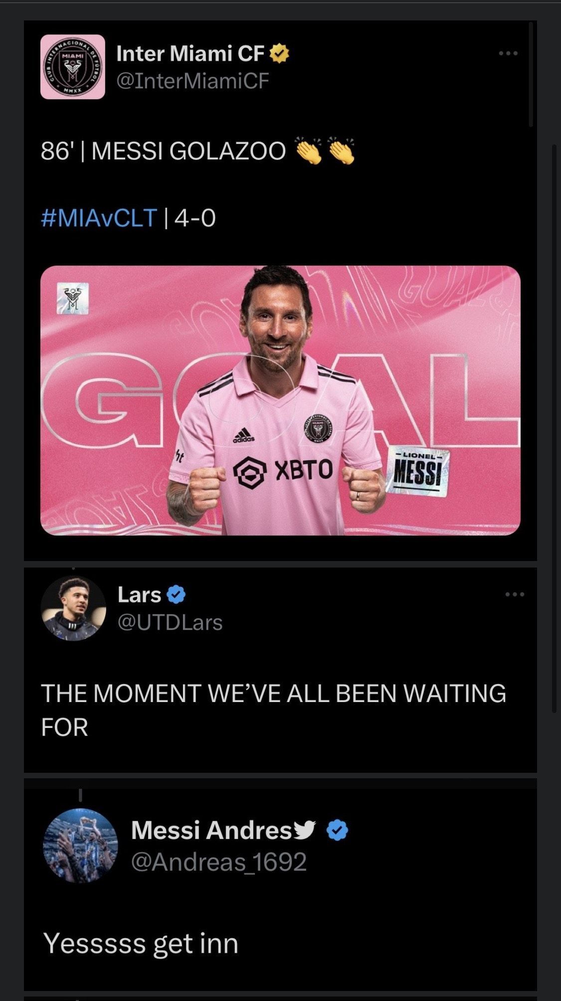 Fans laud Messi after he nets once again.