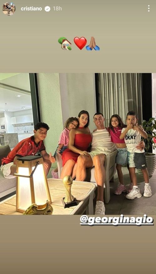 Ronaldo's Instagram story with his family after winning the Arab Club Champions Cup