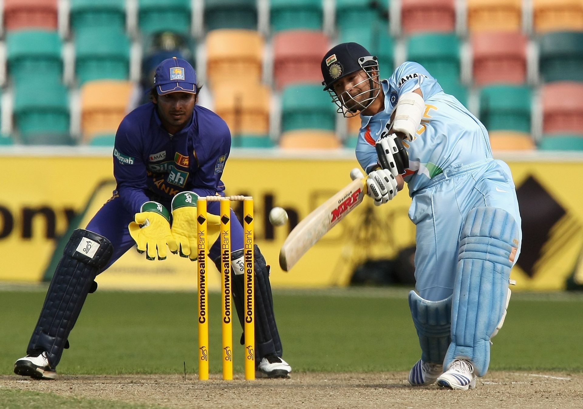 Sachin Tendulkar while batting vs Sri Lanka in 2008 [Getty Images]