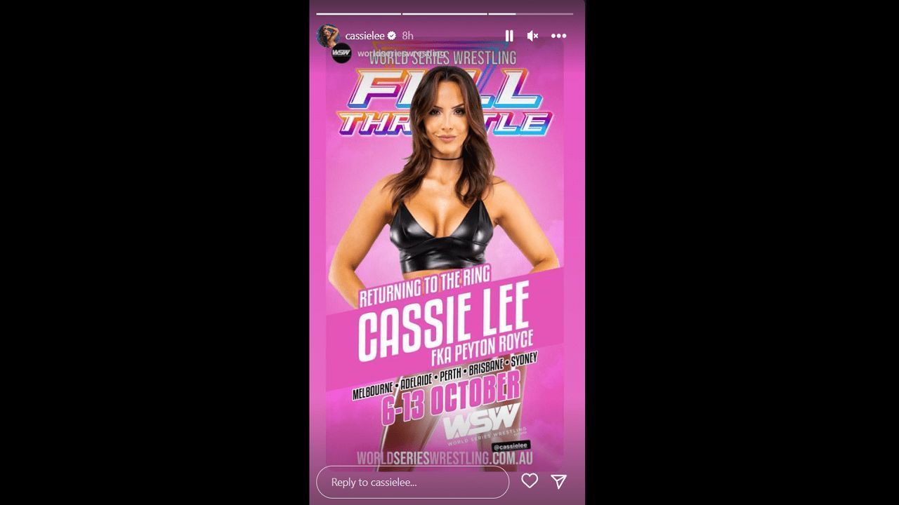 Cassie Lee, aka Peyton Royce&#039;s Instagram story