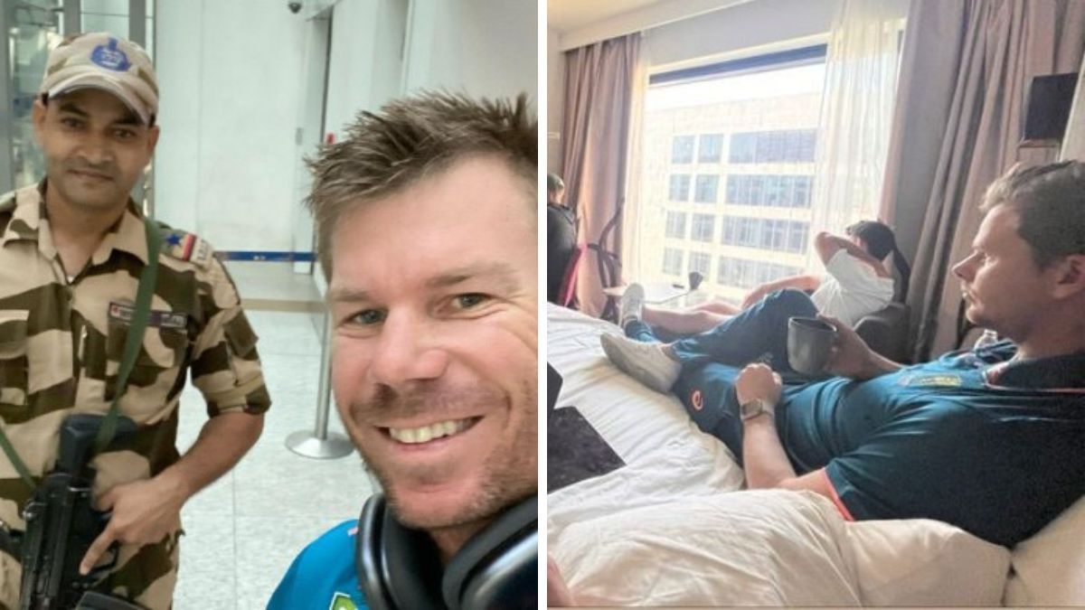 Australian players, including David Warner and Steve Smith, in India. (Credits: Twitter/Instagram)
