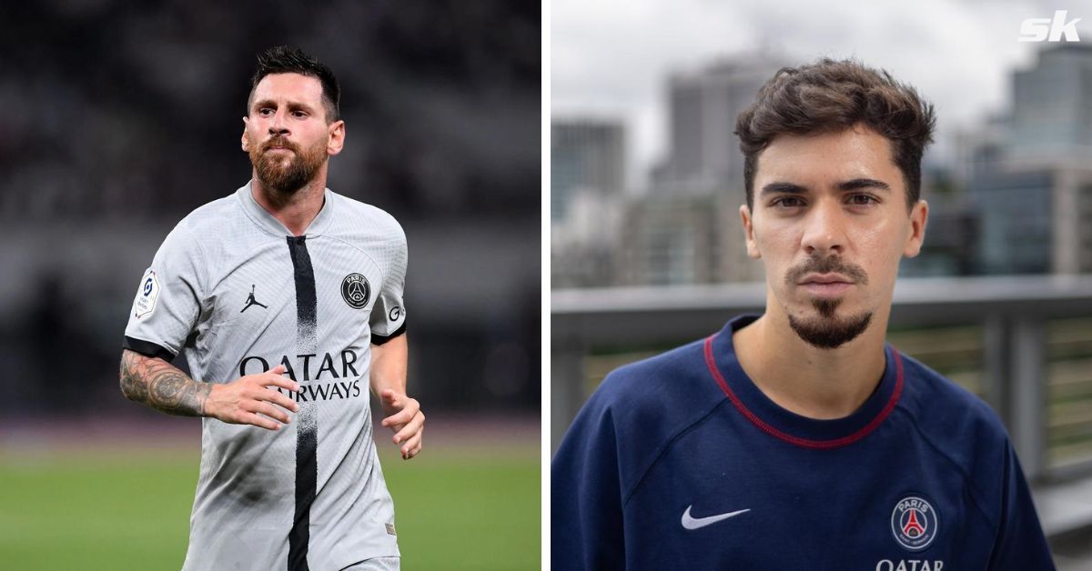 Lionel Messi and his former PSG teammate Vitinha 