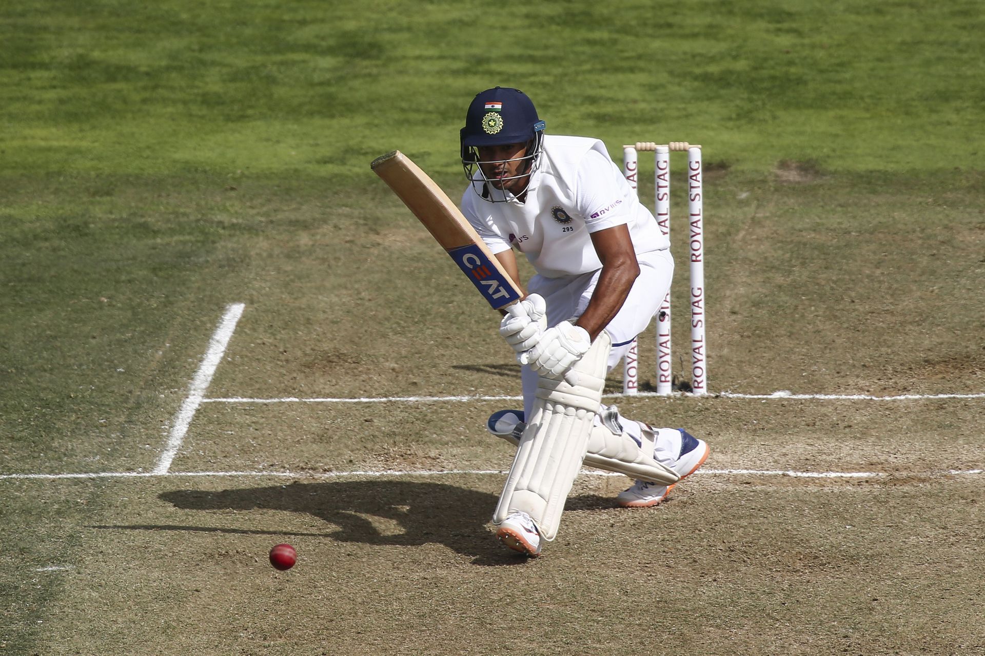 Mayank Agarwal in action during a Test series against New Zealand