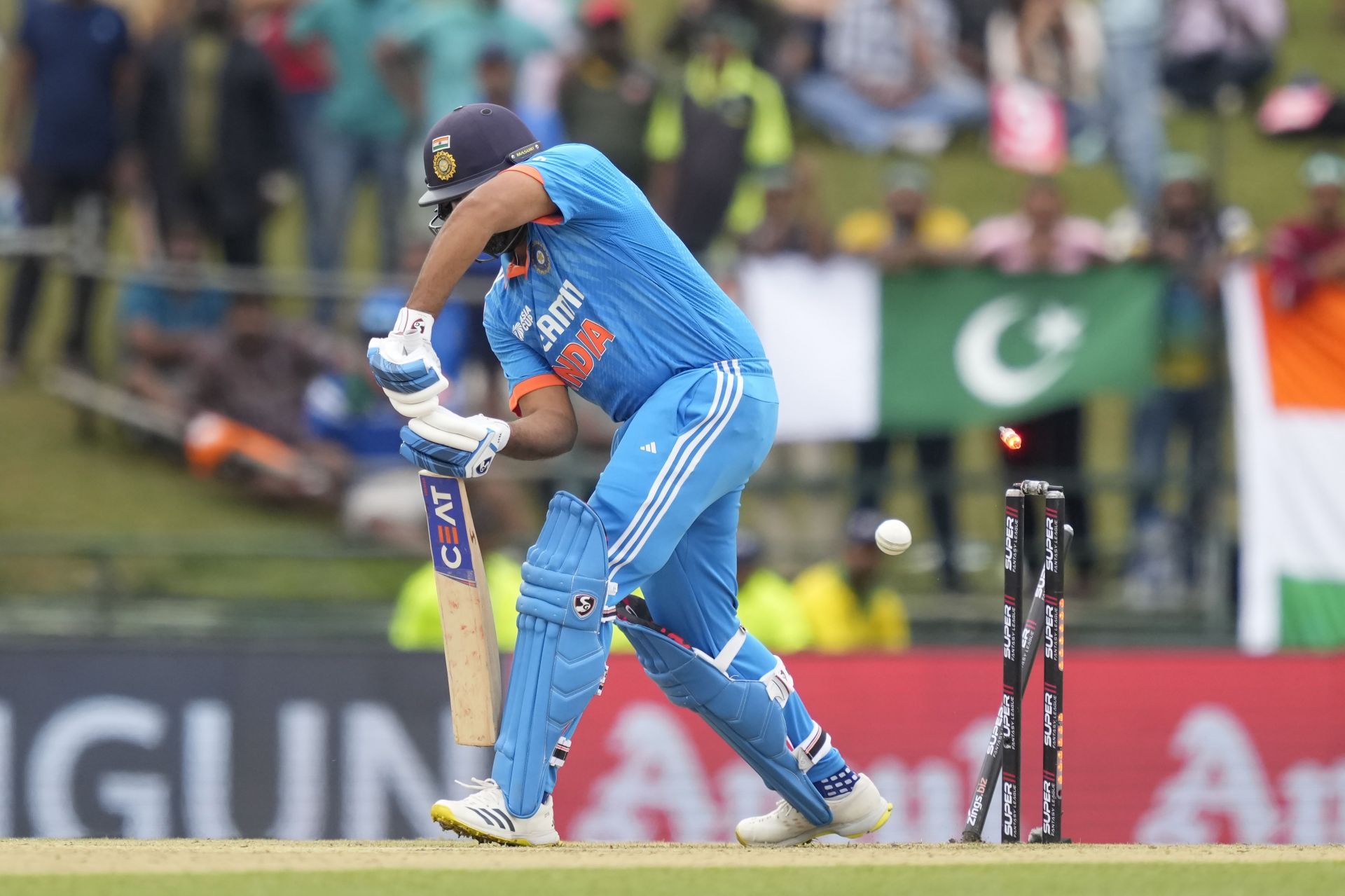 Shaheen Shah Afridi bowled Rohit Sharma through the gate. [P/C: AP]