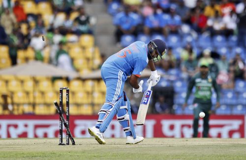 Rohit Sharma was bowled by Shaheen Shah Afridi. [P/C: AP]