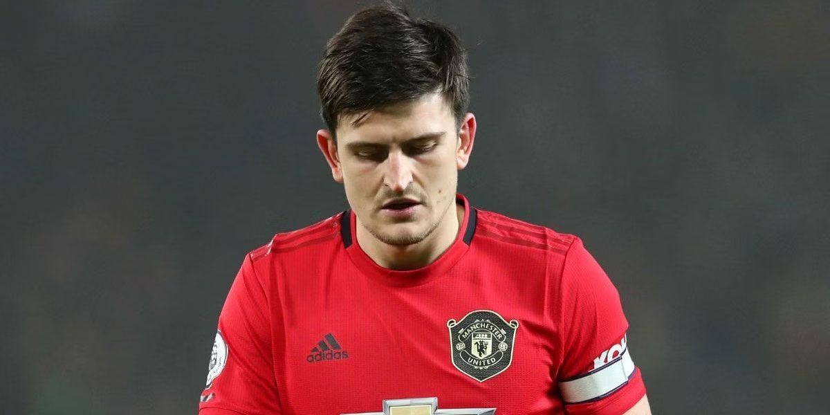 Harry Maguire pictured in Manchester United jersey