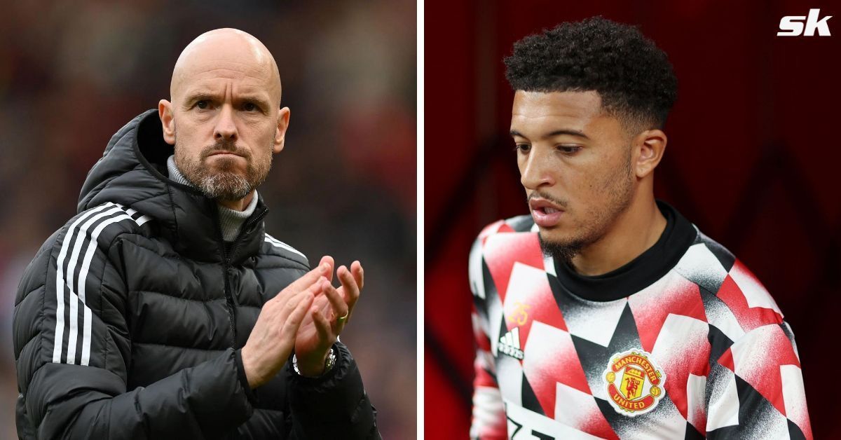 Erik ten Hag  and Jadon Sancho (via Getty Images)