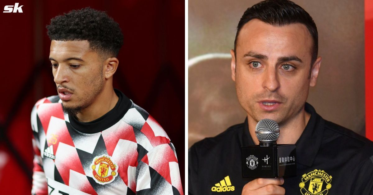 Manchester United attacker Jadon Sancho (left) and Dimitar Berbatov