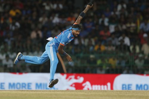 Hardik Pandya bowling during the Asia Cup. (Pic: AP)