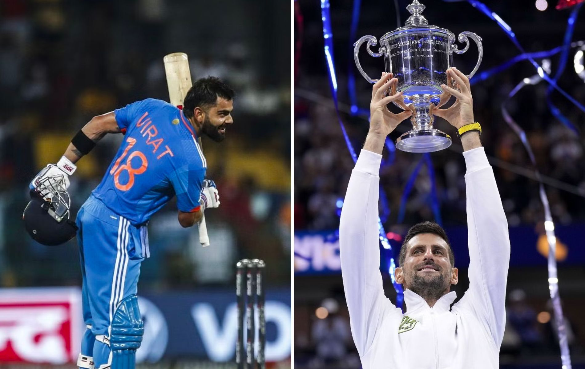 Virat Kohli (L) remained unbeaten on 122 vs Pakistan. (Pics: Getty)