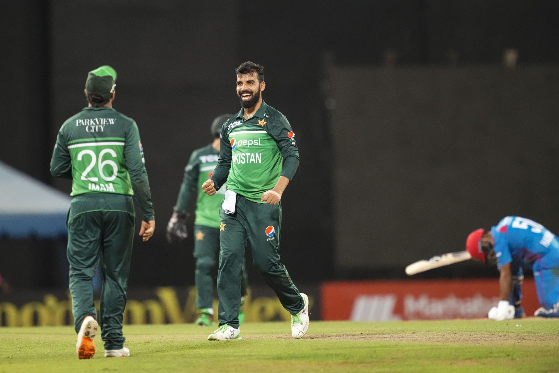 Shadab Khan celebrates a wicket against Afghanistan. (Pic: AP)