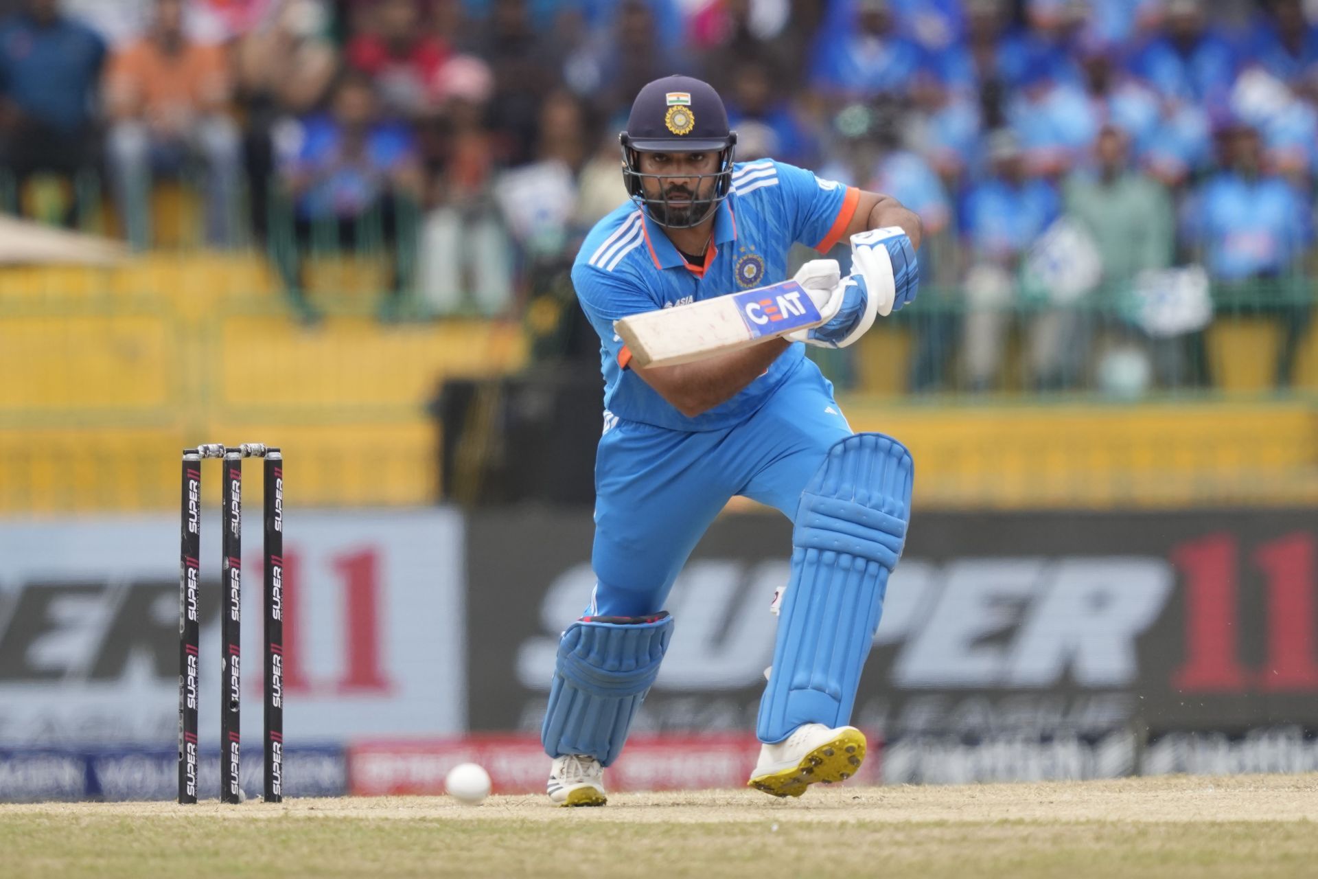 Rohit Sharma&#039;s 48-ball 53 was the only half-century in India&#039;s innings. [P/C: AP]