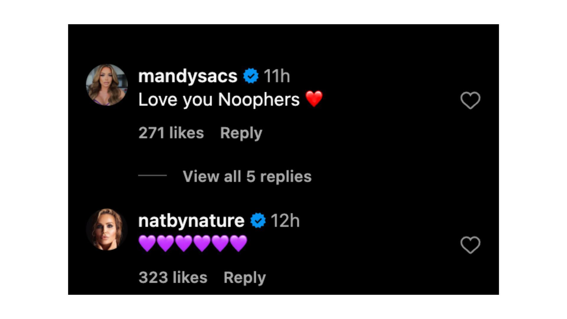 Nattie&#039;s and Rose&#039;s reply on the post.