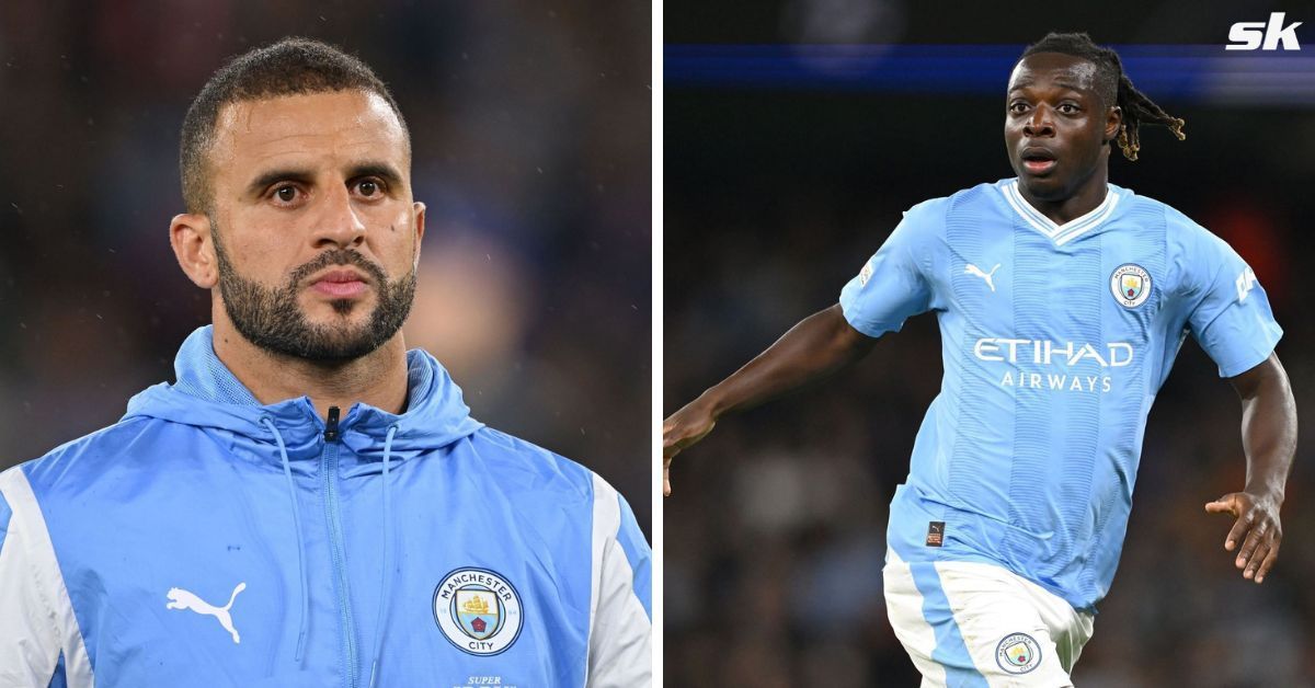 Manchester City duo Kyle Walker and Jeremy Doku. 