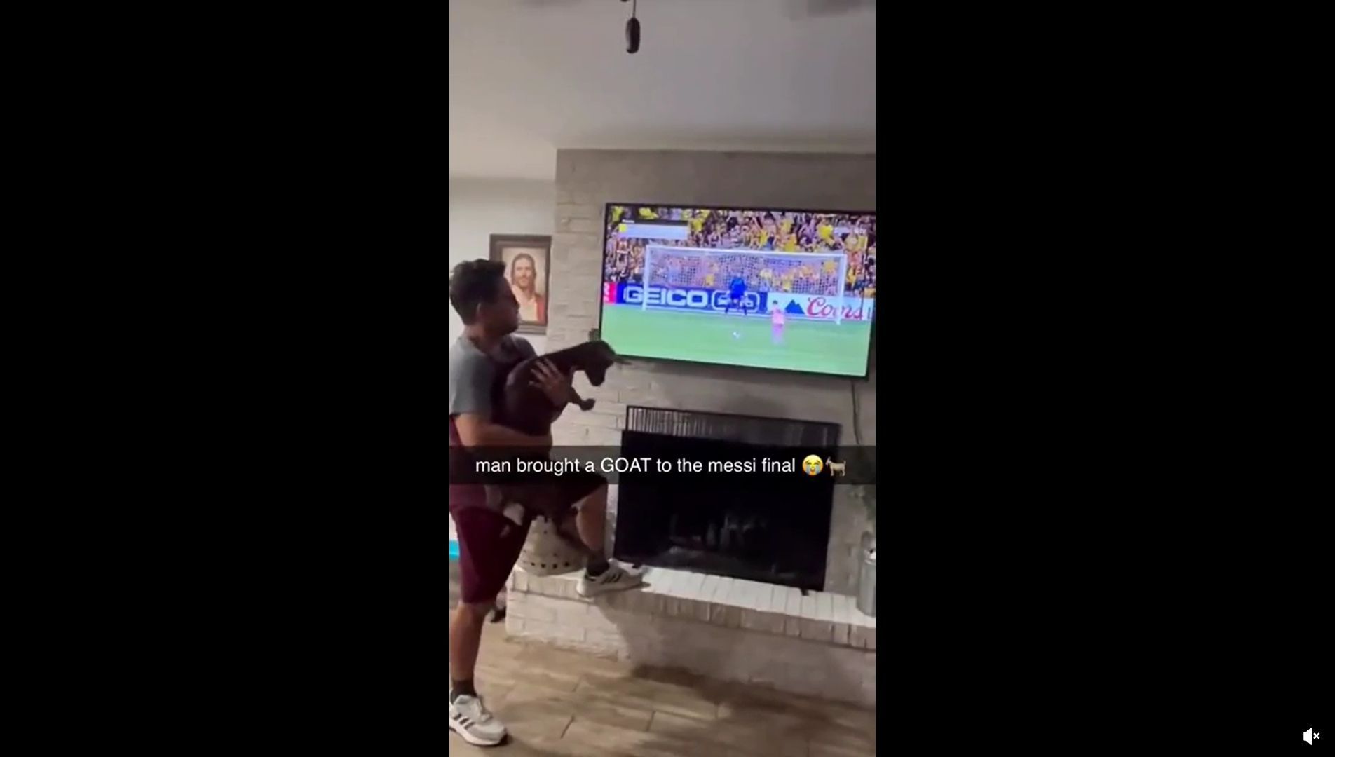 Fan with a goat watches &#039;GOAT&#039; Messi in action [Reddit.com]