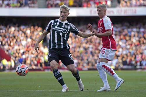 Rasmus Hojlund (left) arrived at Old Trafford this summer.