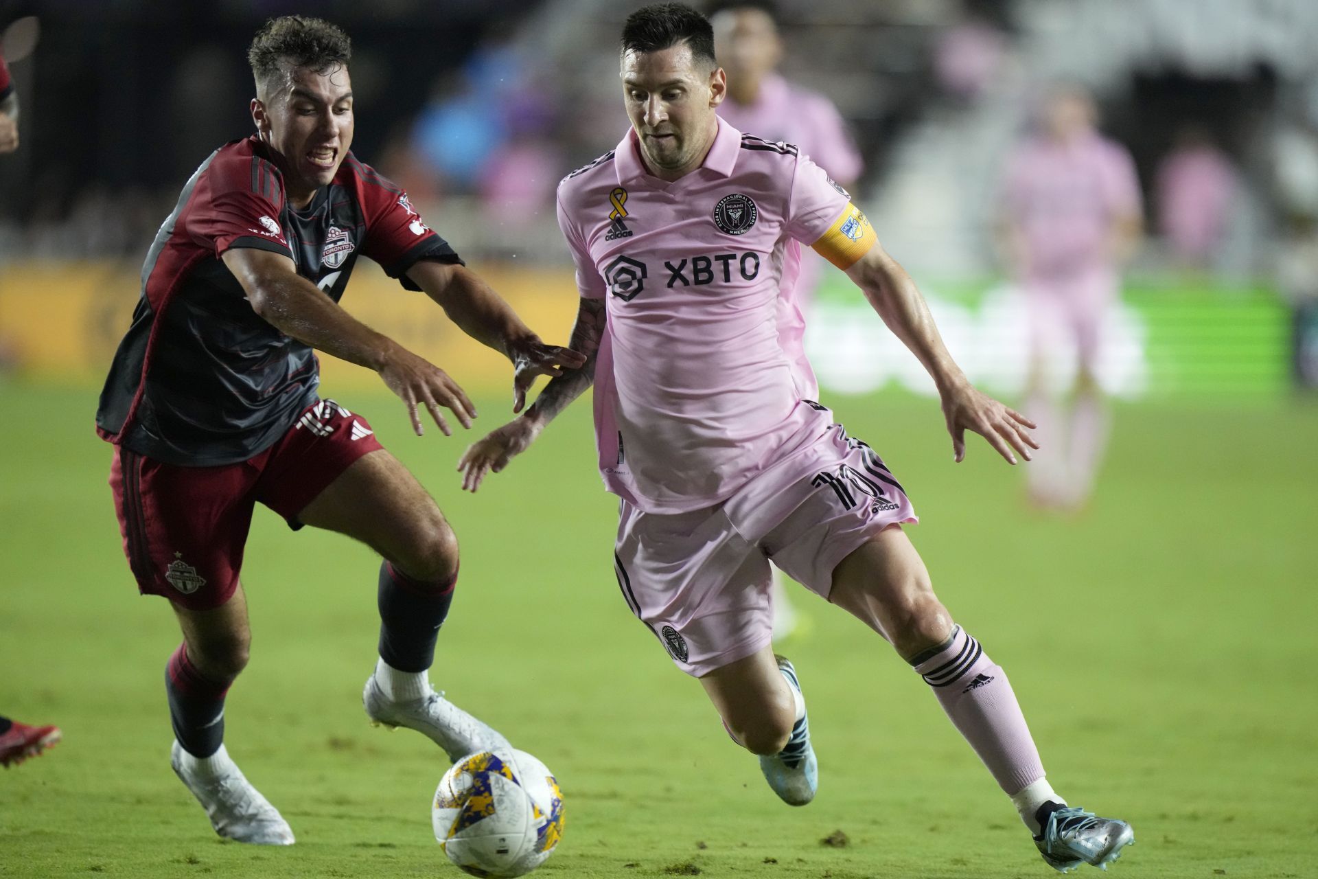 Lionel Messi (right) was removed in the first half.