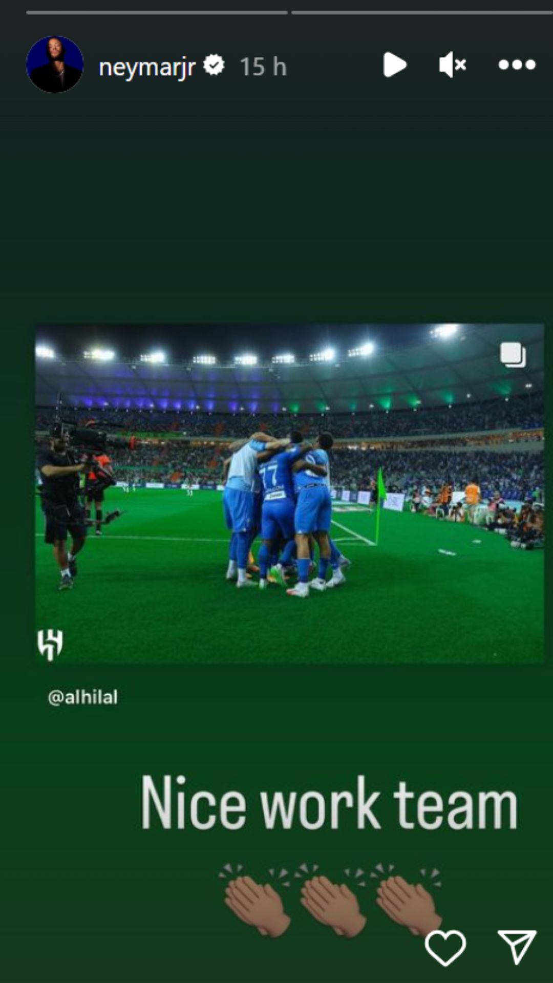 The player&#039;s Instagram story