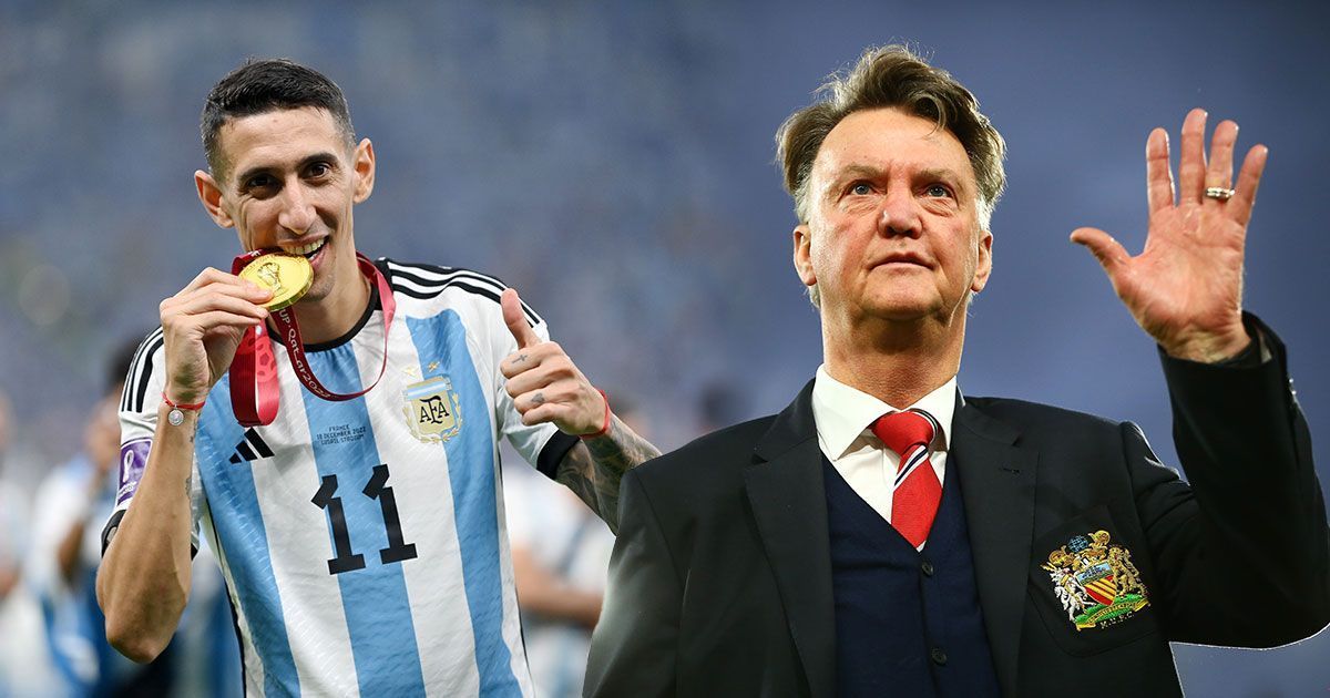 Angel Di Maria and Louis van Gaal (via Getty Images)