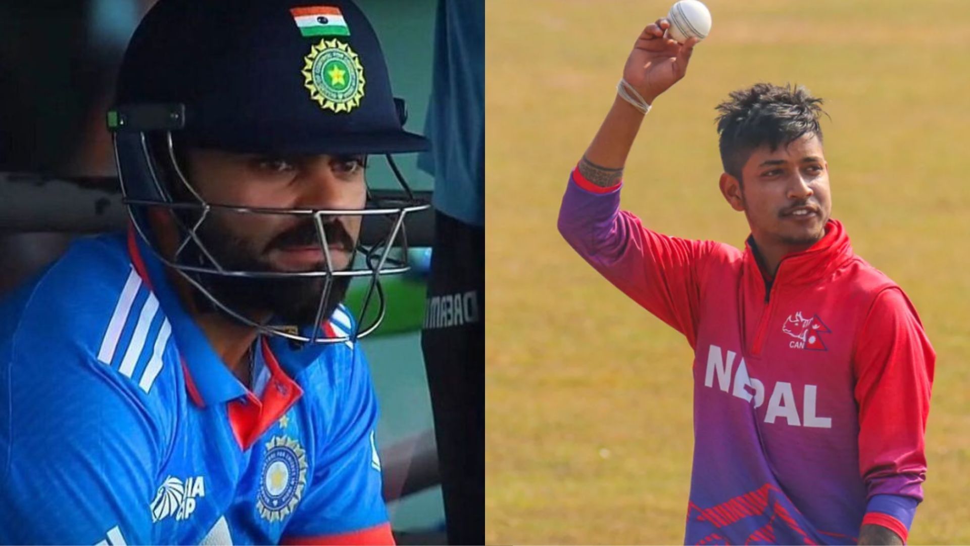 Virat Kohli (L) &amp; Sandeep Lamichhane (P.C.:X)