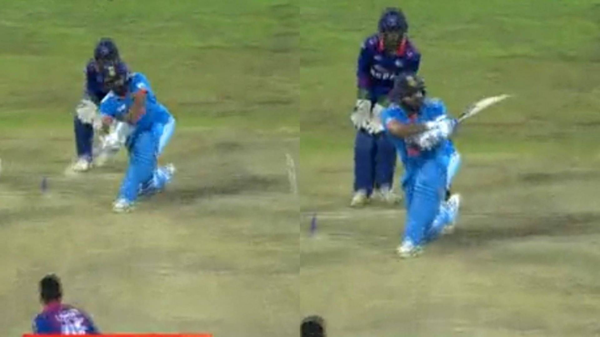 Rohit Sharma played an outrageous shot during yesterday