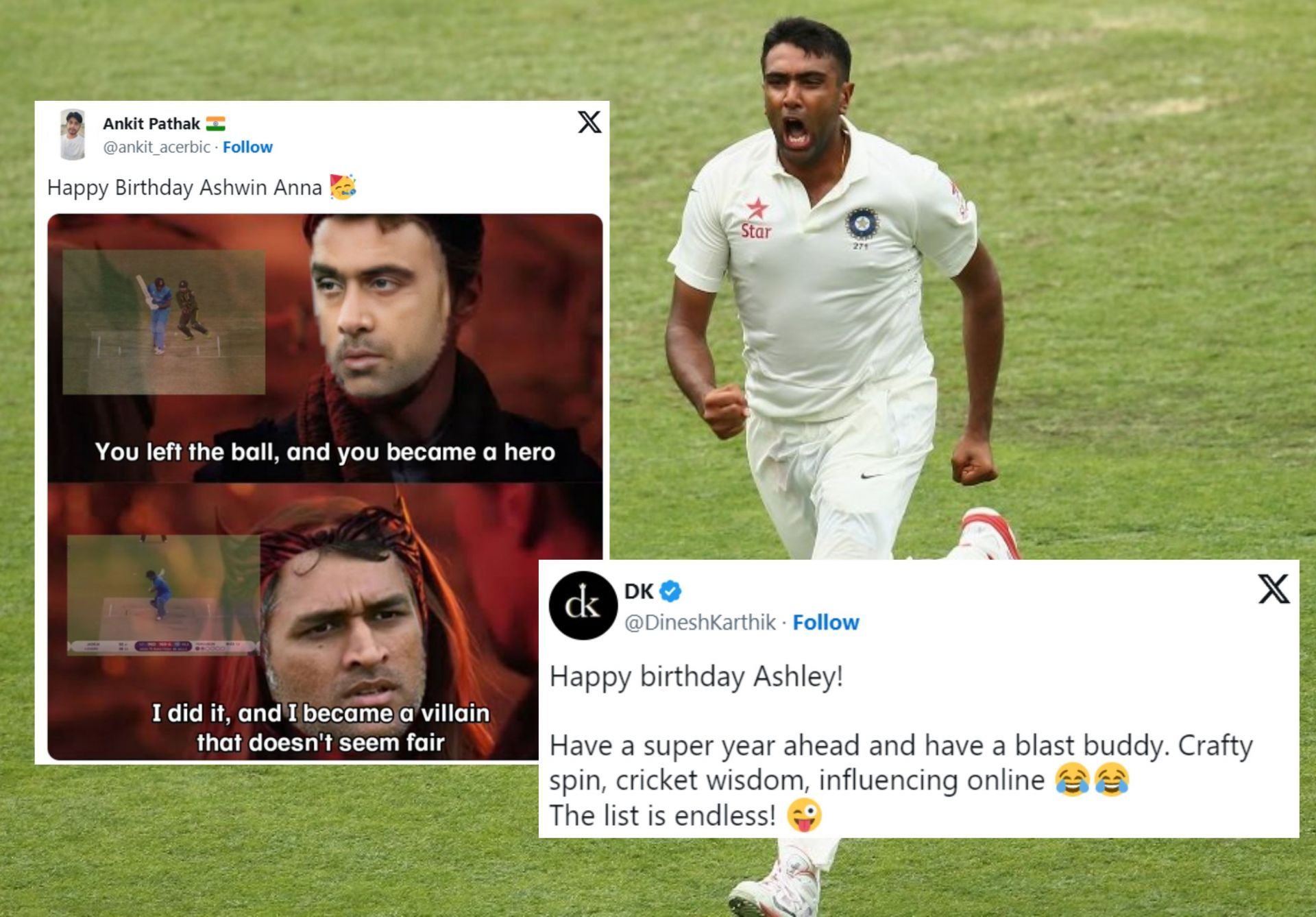 Ravichandran Ashwin receives special wishes as he turned 37 today.