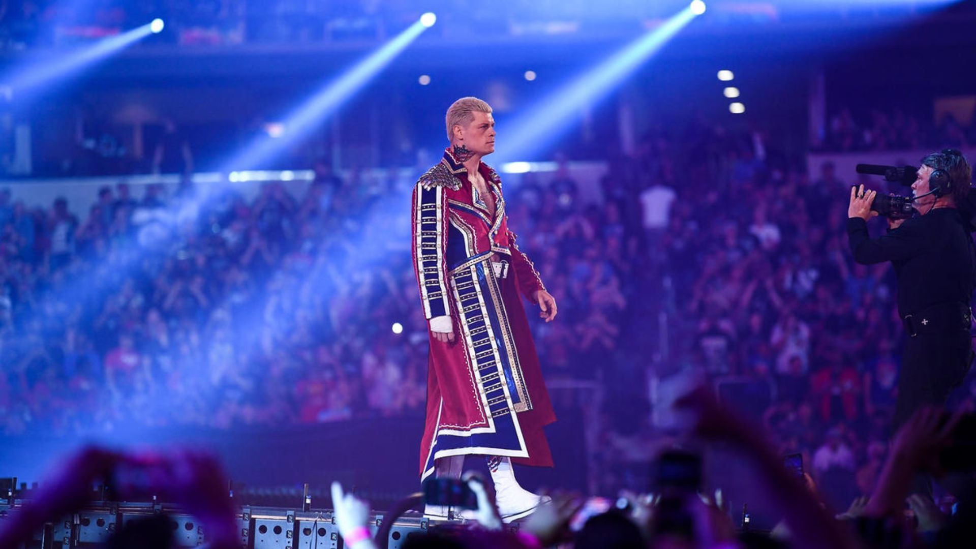 Cody Rhodes during his entrance. Image Credits: wwe.com 