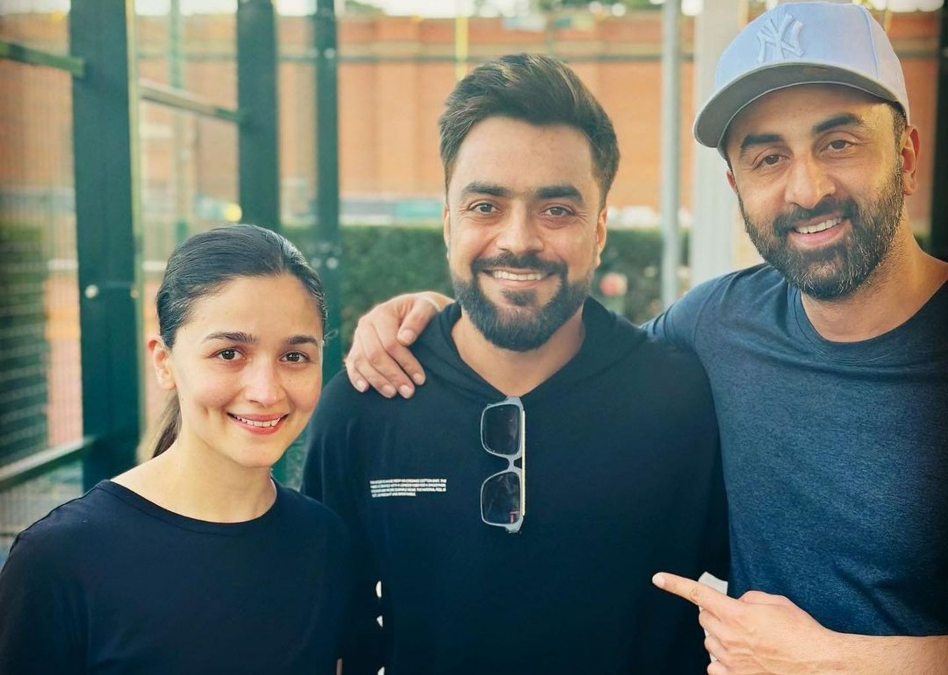 Alia Bhatt, Rashid Khan and Ranbir Kapoor. 