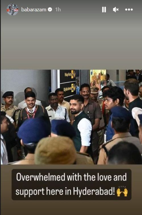 Babar Azam was cheered by fans at the Hyderabad airport.