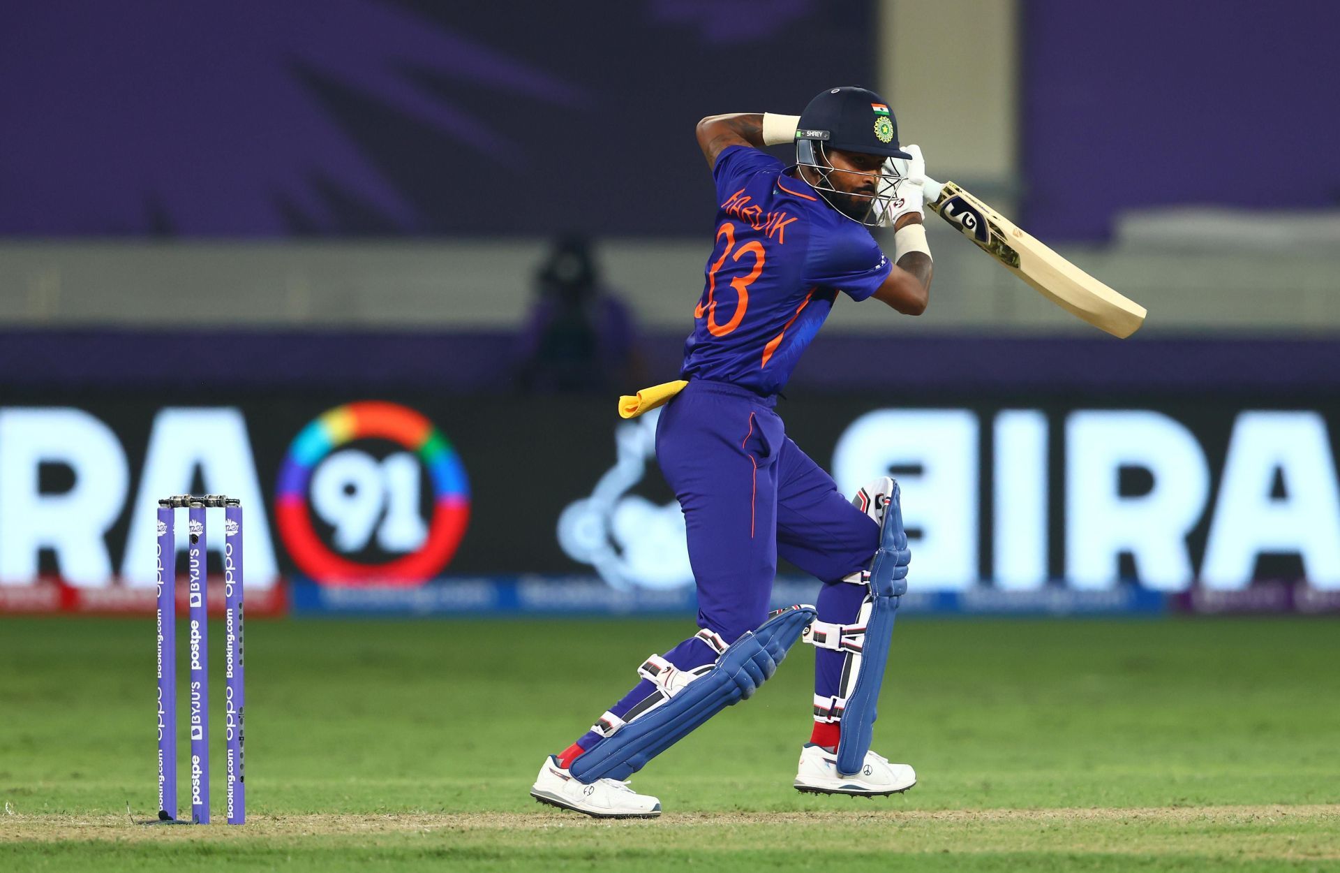 Hardik Pandya in action (Image Courtesy: ICC Cricket)