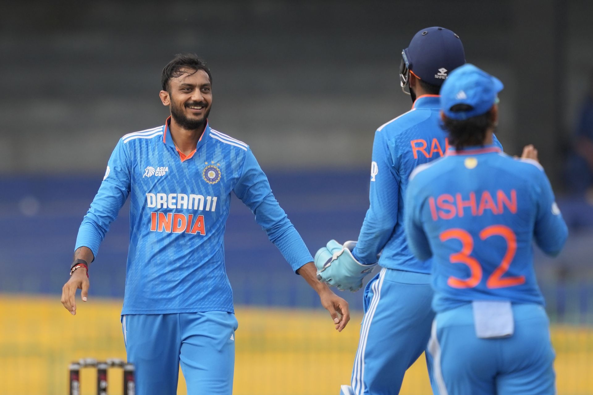 Axar Patel (left) suffered a left quadricep strain during the Asia Cup. (Pic: AP)