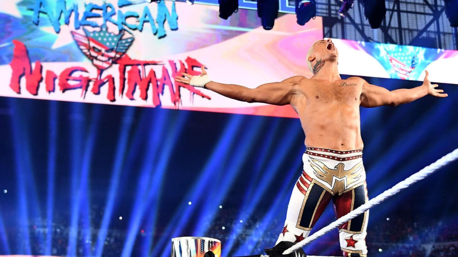 Cody Rhodes during his entrance. Image Credits: wwe.com 