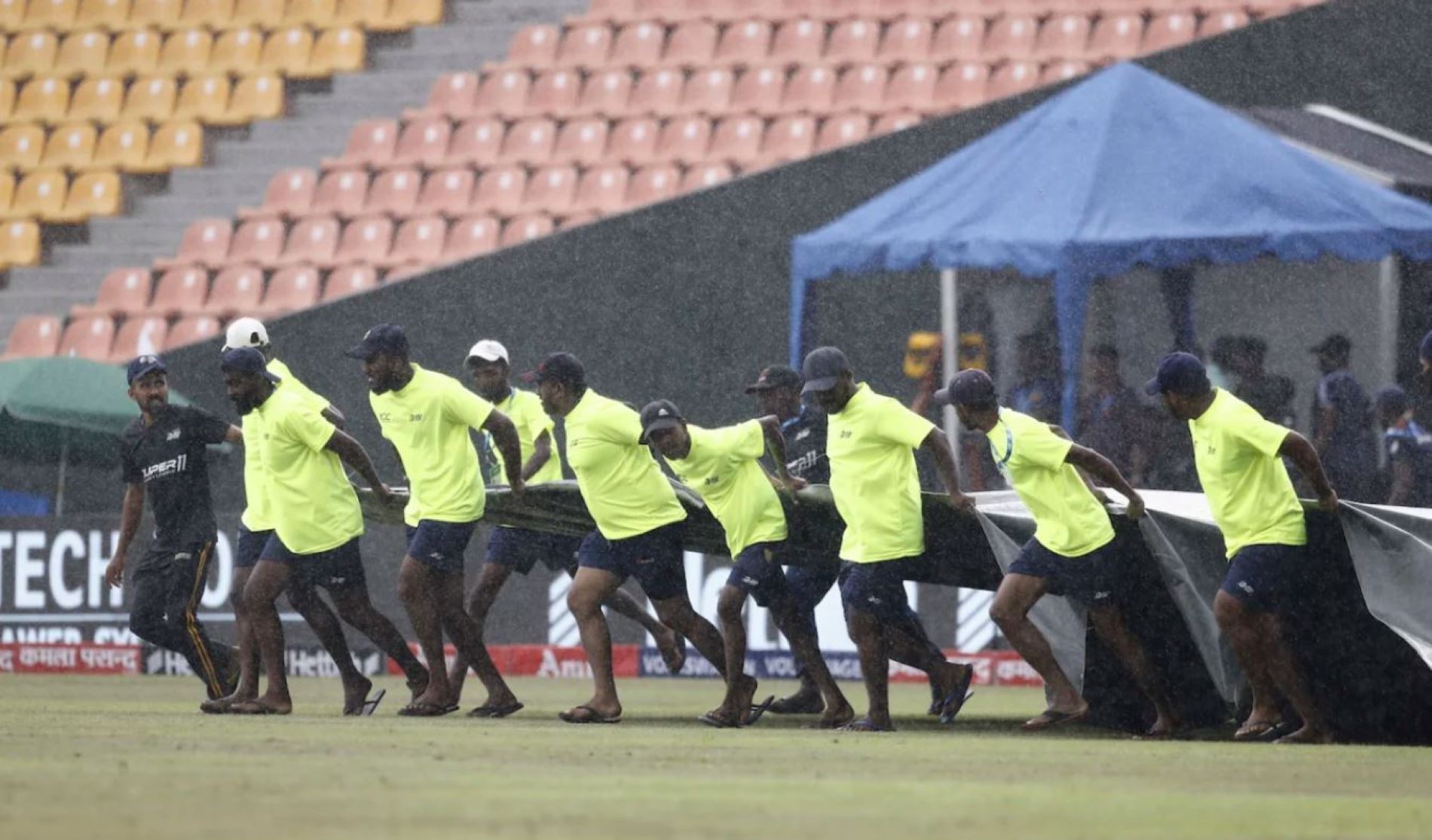 The rain gods reared their ugly head during the Indian innings