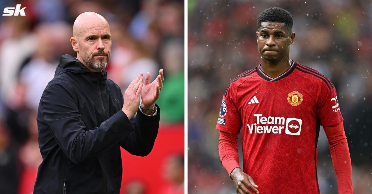 Erik ten Hag (left) and Marcus Rashford (right)