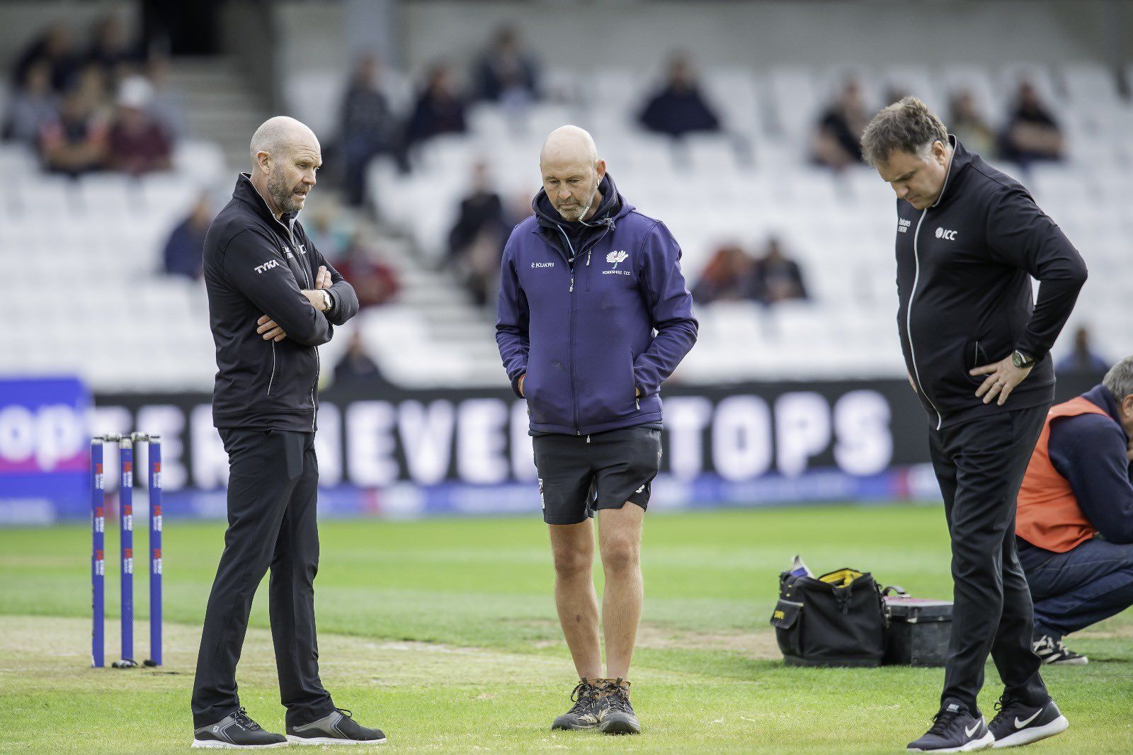 Ireland cricket&#039;s support staff on the pitch. (Credits: Twitter)