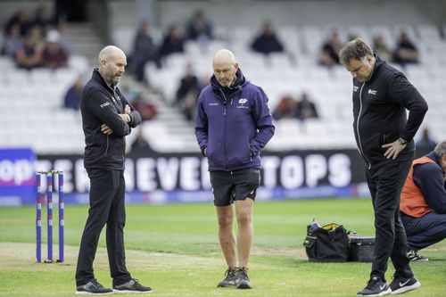 Ireland cricket's support staff on the pitch. (Credits: Twitter)