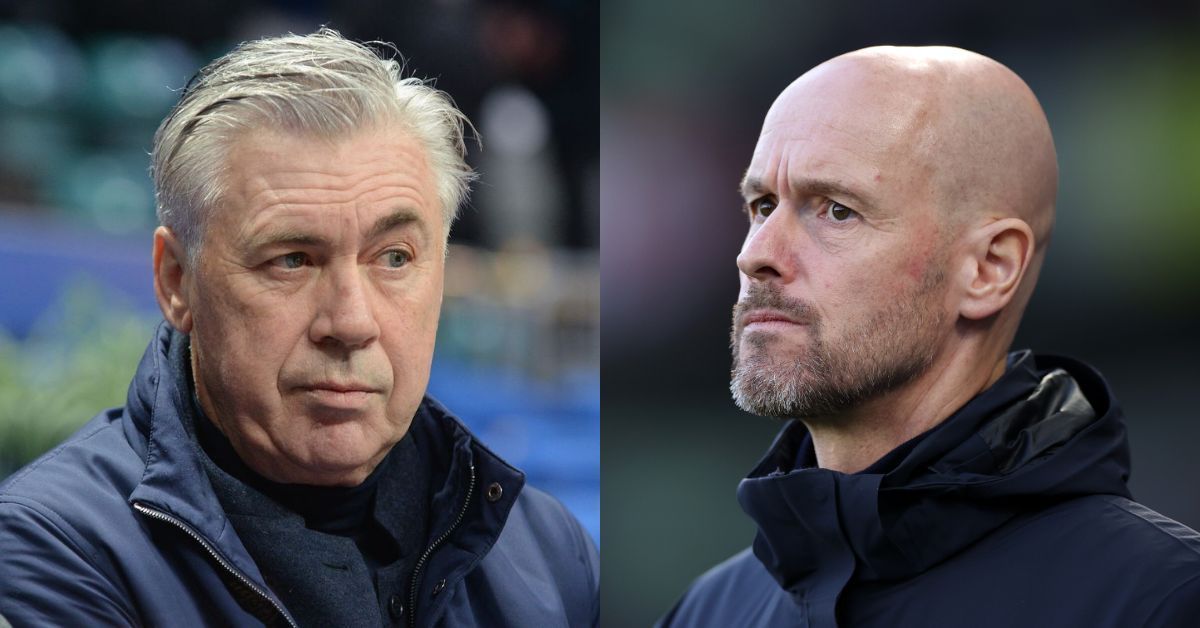 Real Madrid manager Carlo Ancelotti and Manchester United boss Erik ten Hag