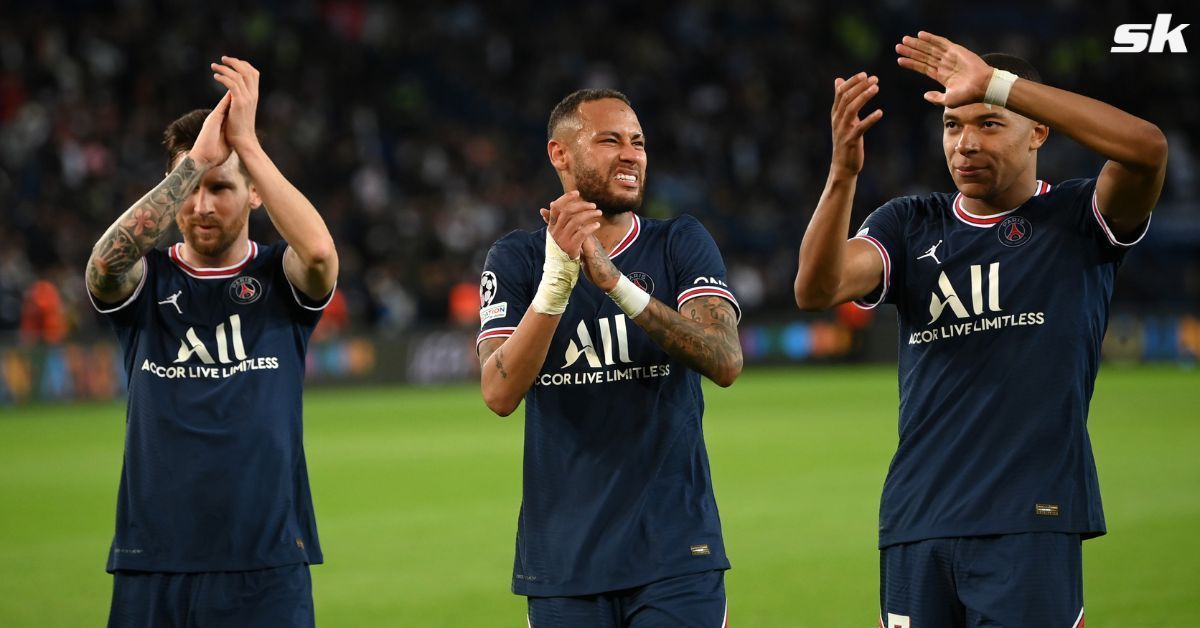 Lionel Messi, Neymar and Kylian Mbappe (from left to right) while playing for PSG