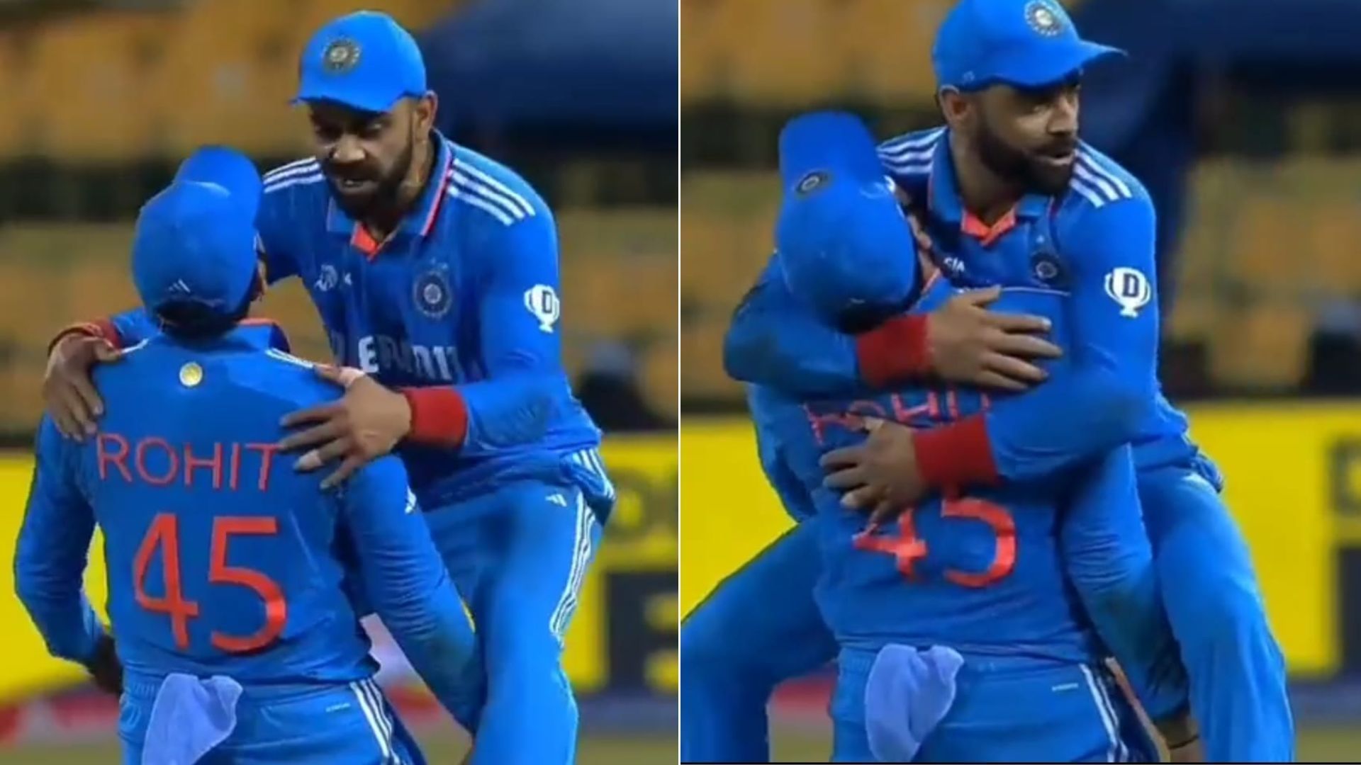 Virat Kohli hugging Rohit Sharma after Dasun Shanaka