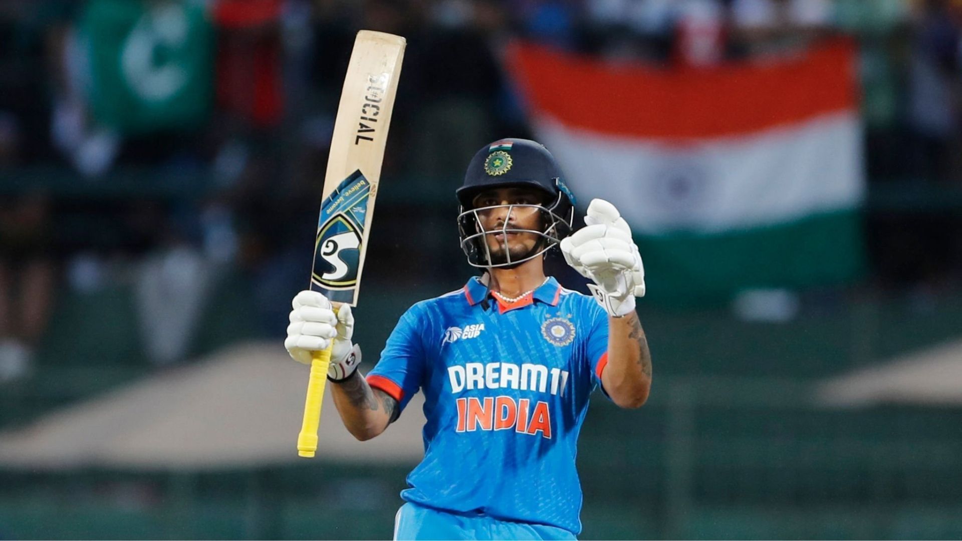 Ishan Kishan celebrates after reaching his half-century (P.C.:X)