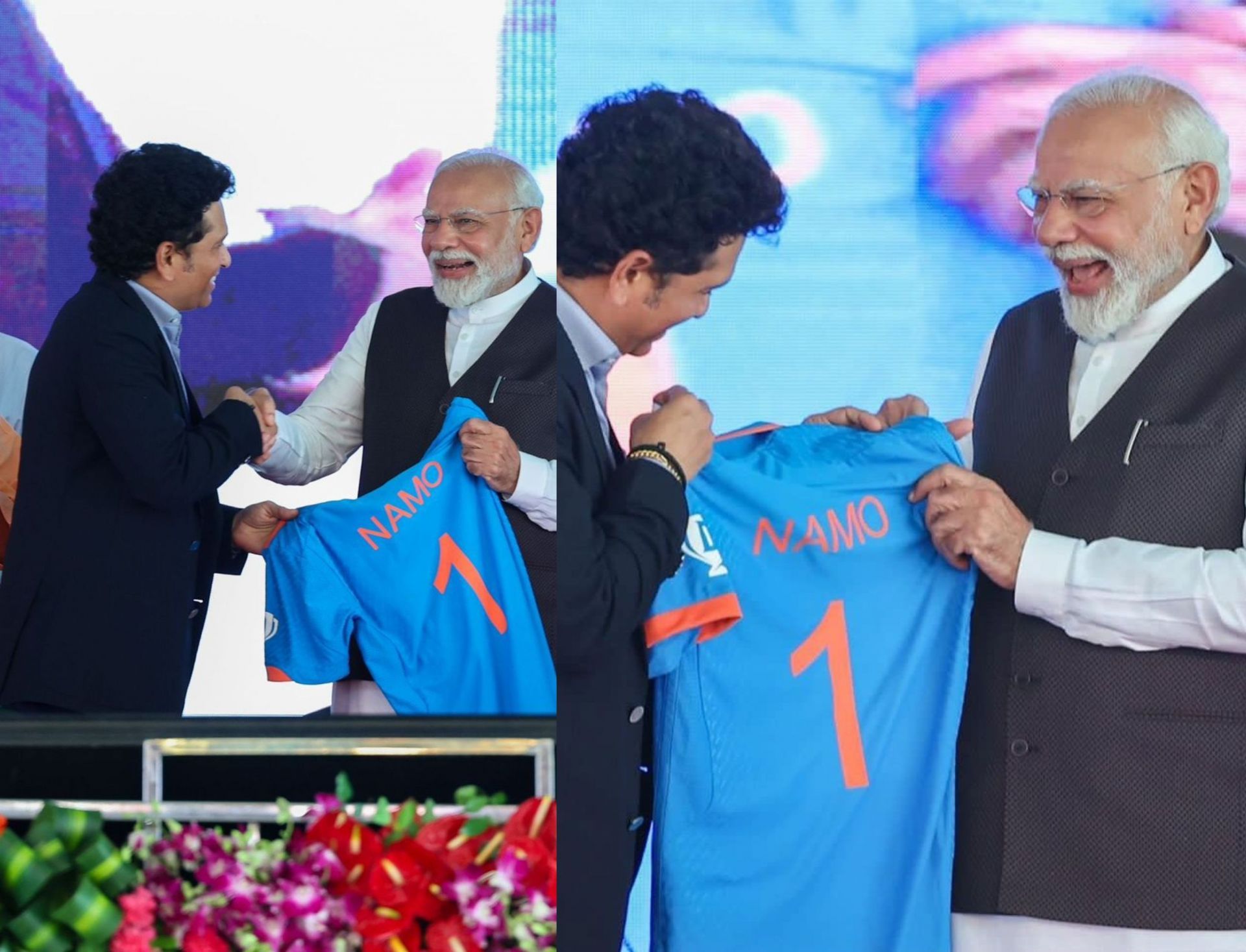 Sachin Tendulkar with Indian Prime Minister Narendra Modi. 