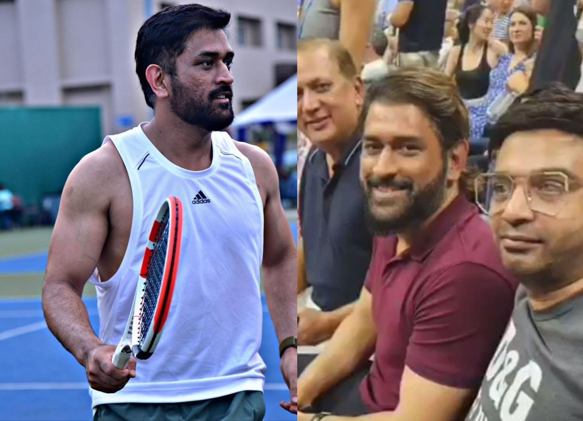 MS Dhoni attends a match at the US Open 2023. 