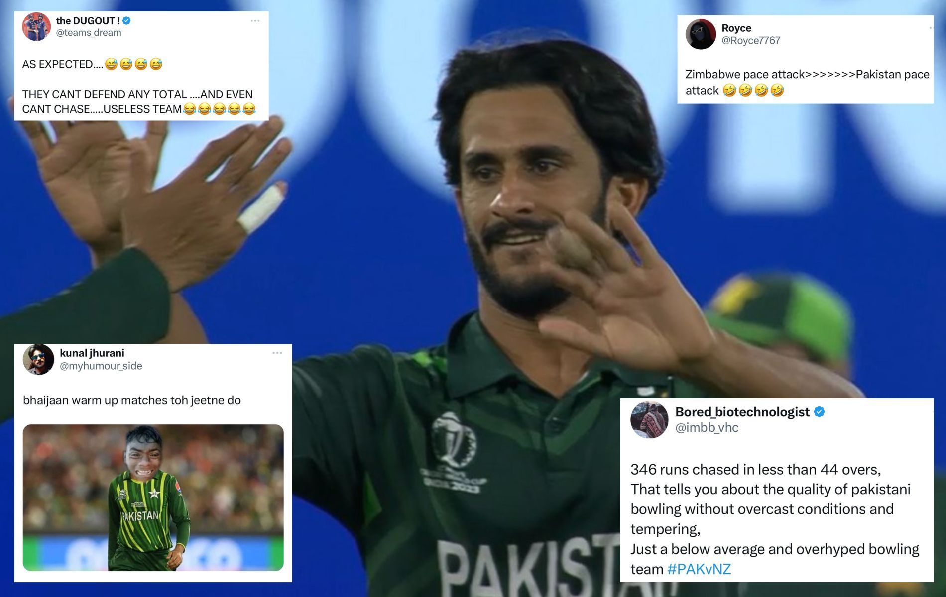 Pakistani bowlers failed to make an impact vs NZ. (Pics: X)
