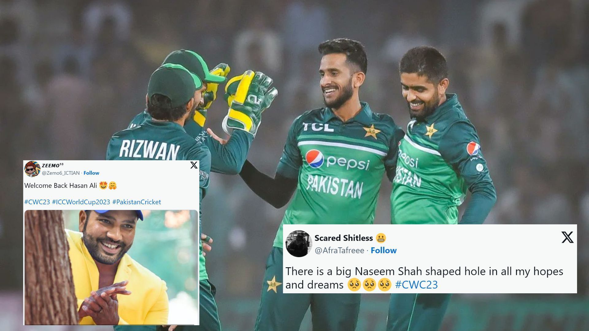 (L-R): Mohammad Rizwan, hasan Ali &amp; Babar Azam (P.C.:X)