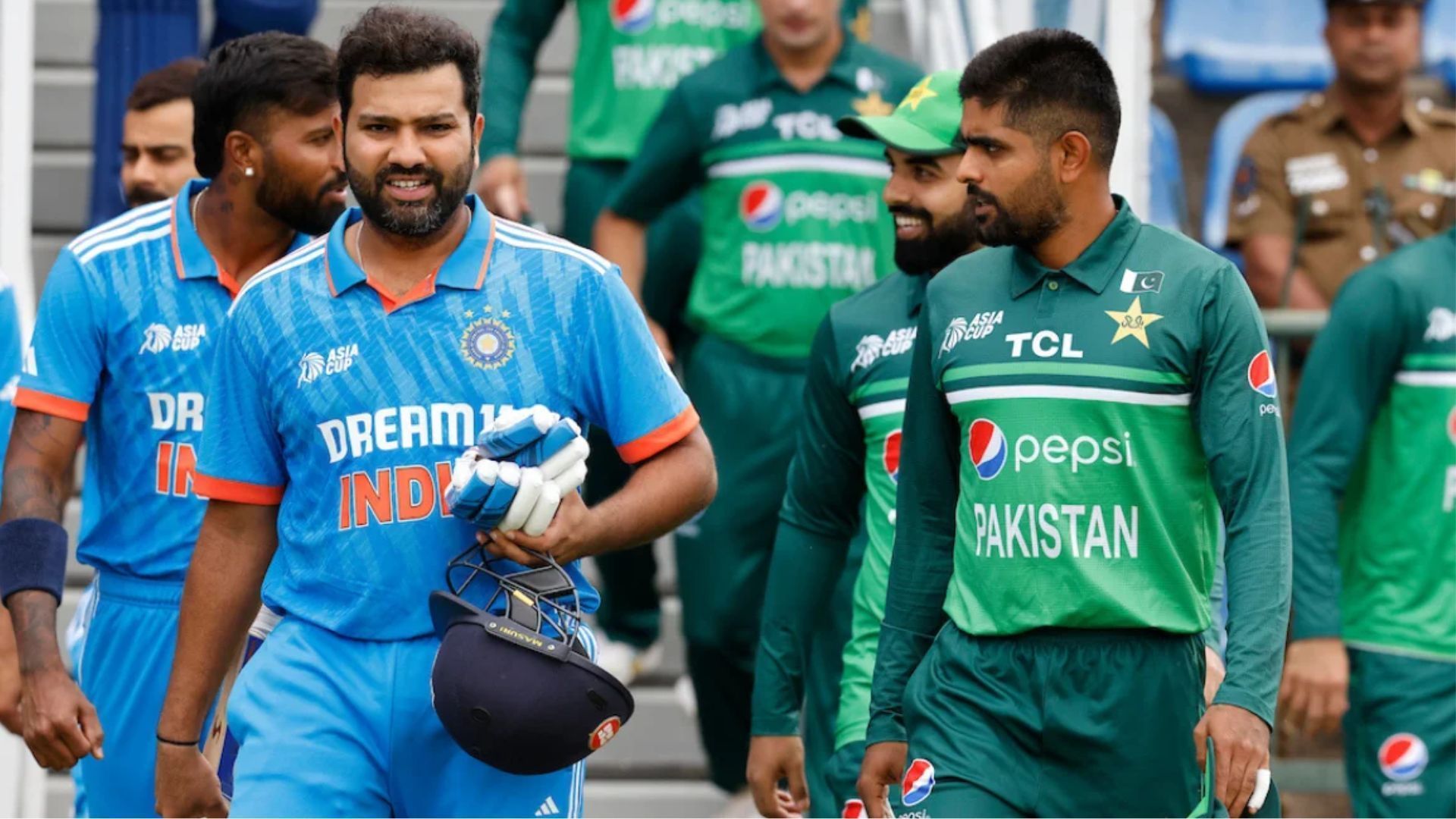 Rohit Sharma (L) &amp; Babar Azam will once again face off on Sunday (P.C.:X)
