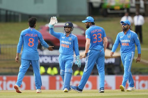 Ravindra Jadeja [left] picked up two wickets for India against Sri Lanka