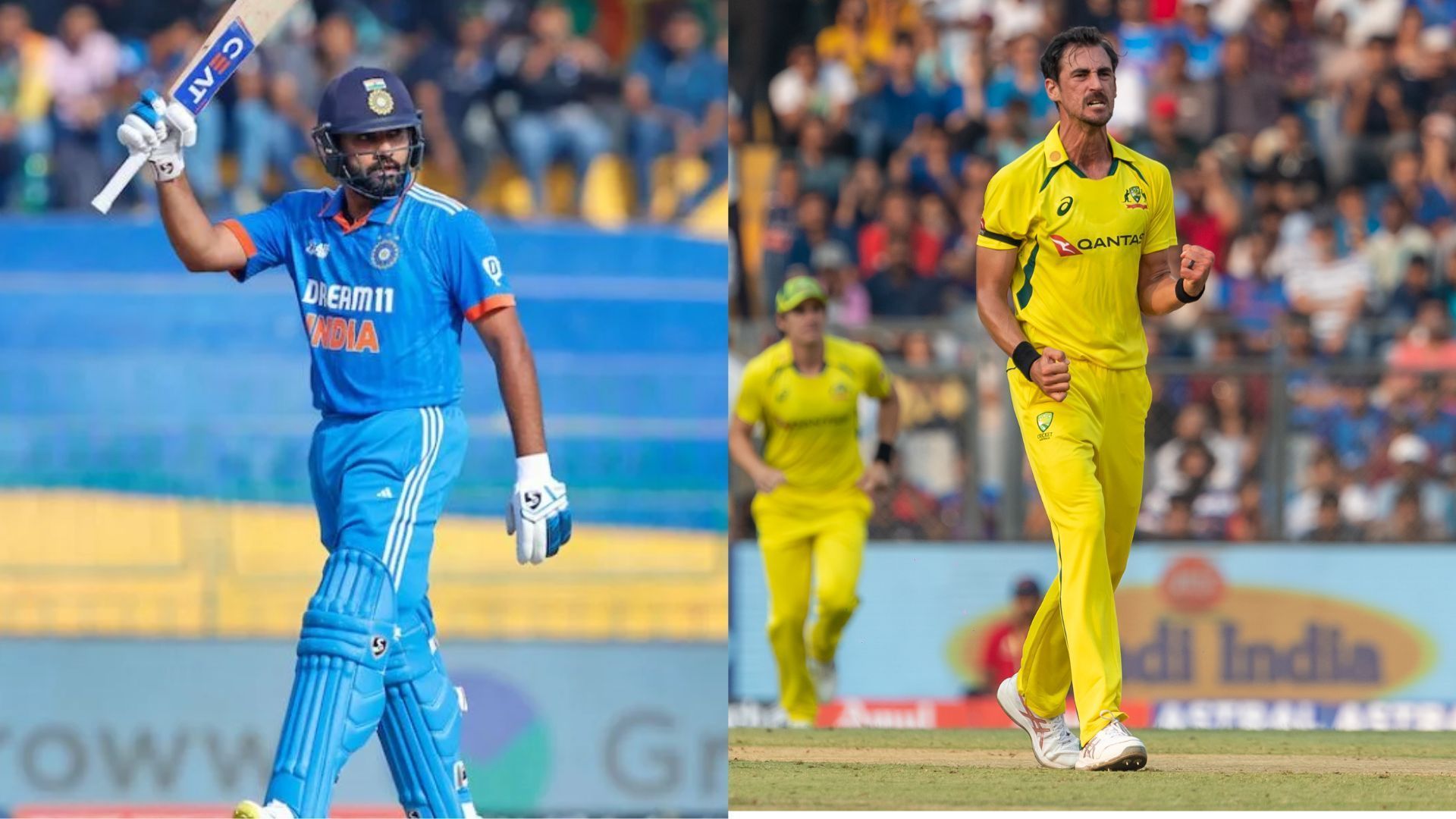 Rohit Sharma (L) &amp; Mitchell Starc (P.C.:X)